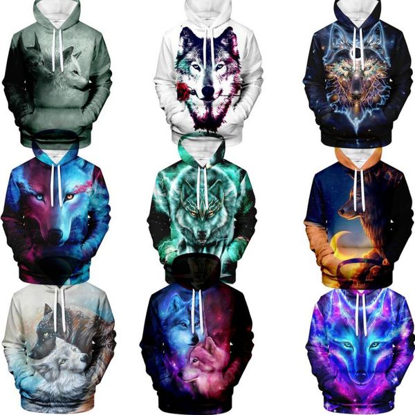 Animal loup 3D imprimé surdimensionné femmes/hommes sweat à capuche Harajuku Streetwear Hip Hop pull à capuche veste Sudadera Hombre