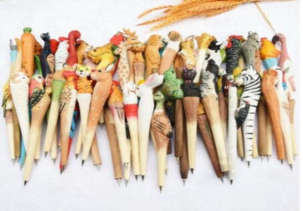 Animal Wooden Tallen Boleto Creative Pen Pen Ball Pens Sculture Sculpture Student Ballpoint1685702