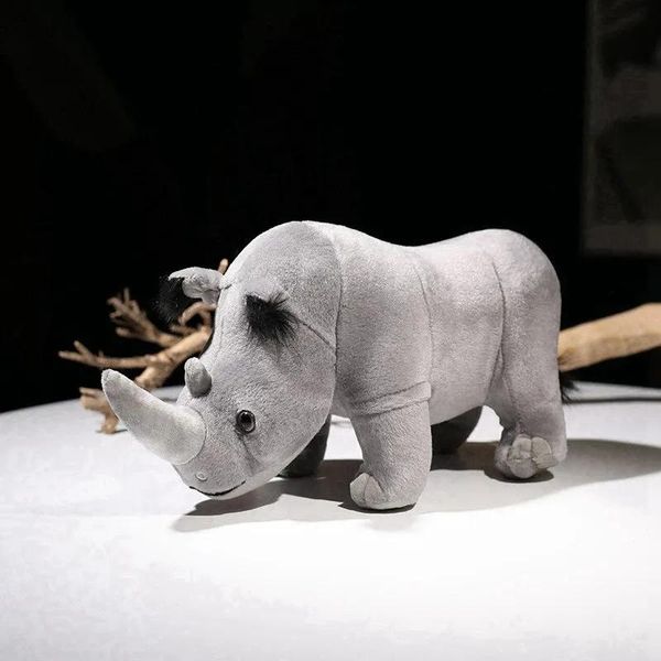 Animaux 35x17 cm réaliste rhinocéros jouets en peluche peluche rhinocéros animaux en peluche poupées oreiller doux infantile dos soutien enfants cadeau d'anniversaire maison