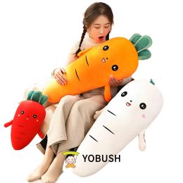 Dieren 50/90 cm schattige raappop gevulde squishy radijs pluche speelgoed rood oranje wit konijn lachende gezicht planten plushie kinderen cadeau