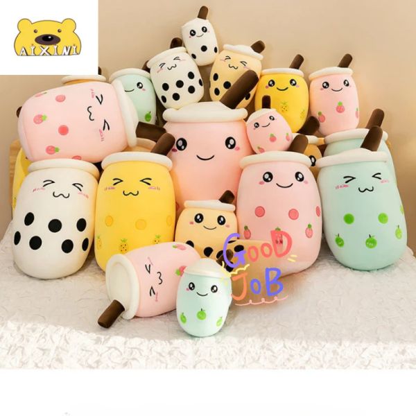 Animales Boba Plushie Kawaii Room Deco Bubble Té Fagble Toy Kawaii Plush Animal Lindo Lindo Leche Té suave Regalo de cumpleaños Cojín