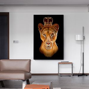 Lienzo de animales, pintura de arte de pared, póster moderno de tigre y León e impresión artística, Cuadros de lienzo, Cuadros para la decoración del hogar de la sala de estar