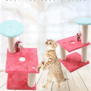 Animales Caterráneo Gato Para Cats Scratching Post Mouse Plush Cat Back Marco de trepador Scratch For Cats Furniture Pet Products