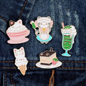 Dieren katten ijsjes badge schattige anime films spellen harde emailpennen verzamelen cartoon broche backpack hoed tas kraag revers badges
