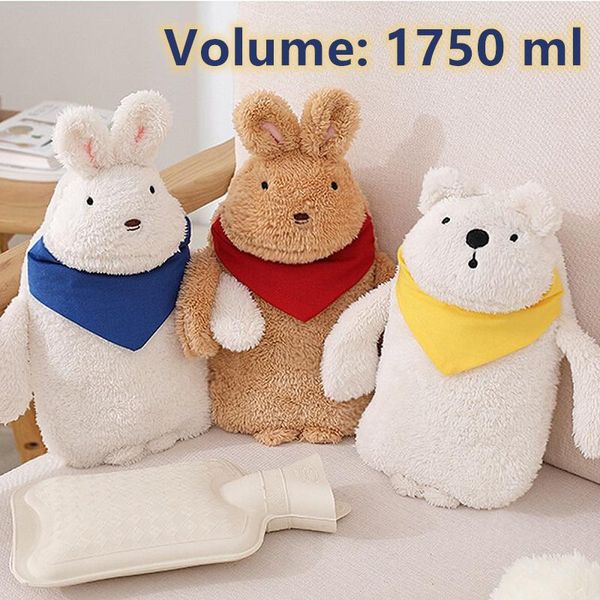 Animaux Creative Cartoon Rabbit Bear Hot Water Bottle Cover ExplosionproofPhip Flux Fur Sac chaud Remoble Washable 2L 1000ML 1750