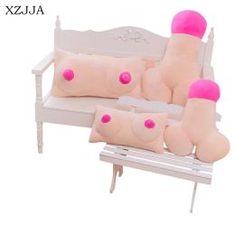 Dieren Creative Soft Plush Cushion Big Breast Boobs Borstspeelgoed Dick Pillow Gift Paar grappige cadeau Erotisch rugkussen Home Decor