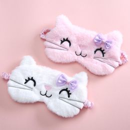 Animales Lindo gato Soft Sleeping Cover Mask Fabrican pelos de peluche con los ojos vendados Relájate Dama para el hogar Viajando ocular