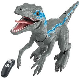 Animals ElectricRC Animals 2.4G RC Dinosaur Intelligent Raptor Remote Control Jurassic Dinosaur Toy Electric Walking Animals Toys For Chil