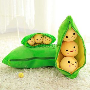 Animaux drôle Pod mignon rempli plante poupée enfant en peluche pois oreiller coussin 3 haricots ceinture sac en tissu créatif en peluche jouet HKD230706 240307