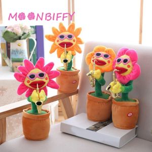 Dieren Kids Toys Singing and Dancing Cactus Sun Flower Toy Simulation Sunflower Dancing Play Saxophone Toy Gift Cute Plush Flowers