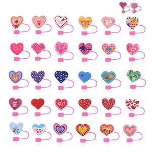 dieren liefde hart siliconen stro toppers accessoires cover charms herbruikbare spatwaterdichte drinkstofplug decoratief 8mm/10mm strofeest