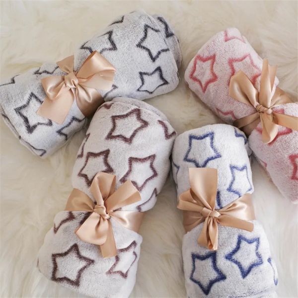 Animales Plush Flanela Super Soft Estrellas 3D Cuna rosada Cuna Furra Cuna Furra Baby Swaddle Infante Manta Baby Baby Regalo