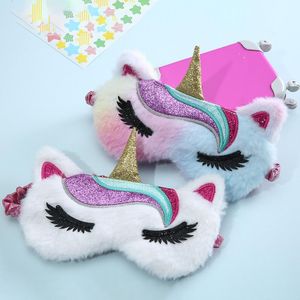 Animaux Soft Bice Sleeping Mask Masks Eye Miglit Glitter Unicorn Couvercle œil en peluche Couvercle oculaire Eyepatch Sleep Bought Roll for Travel