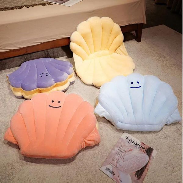 Animales de peluche animales de peluche creativo en forma de concha cojín de felpa almohada de doble cara sofá silla respaldo cojín piso juguete hermosa habitación