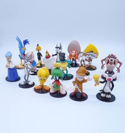 Anime 110 Schaal geschilderde figuur Looney Tunes 16pcsset bugs bunny tweety bird coyote daffy eend mini actie pvc figuur speelgoed t200506227853