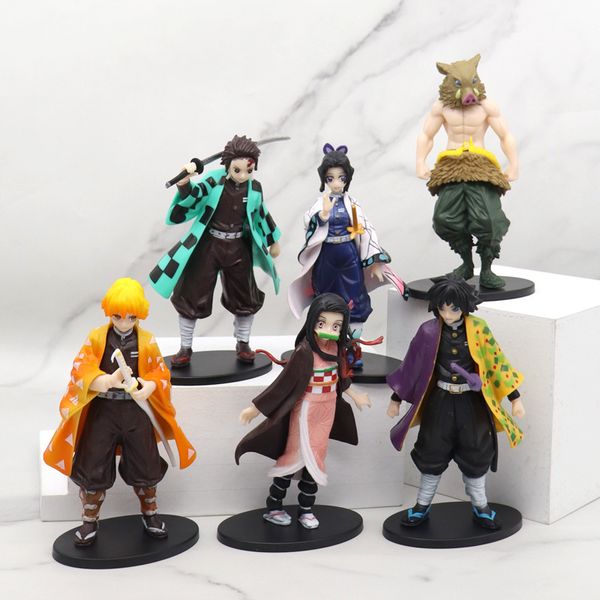 Anime 14CM démon tueur Kimetsu no Yaiba figure Kamado Tanjirou figurine Agatsuma Zenitsu Nezuko guerrier modèle jouets