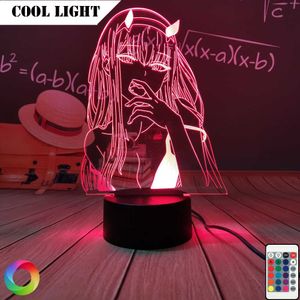 Anime Lampe 3D Zero Deux Darling dans le Franxx Nightlight Lampe Lampe Chambre Décor Light Manga Cadeau Cadeau Cadeau Lampe de nuit Y0910