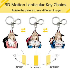 Anime 3D Motion Llaveros Motosierra Man Power para colgantes de mochila, colgantes de coche, accesorios de moda, regalos creativos personalizados PET acrílico tamaño 6 cm