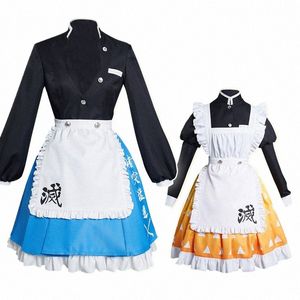 Anime Agatsuma Zenitsu Cosplay Costume Maid Dr Tenues Halen Carnaval Costume Kimetsu No Yaiba Maid Uniforme Serveur M19a #