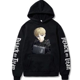 Attaque d'anime sur Titan Arlert Print Hoodie Men Femmes HARUKU Sweatshirts Automne Fleep d'hiver Pullover Astafet Aesthetic.