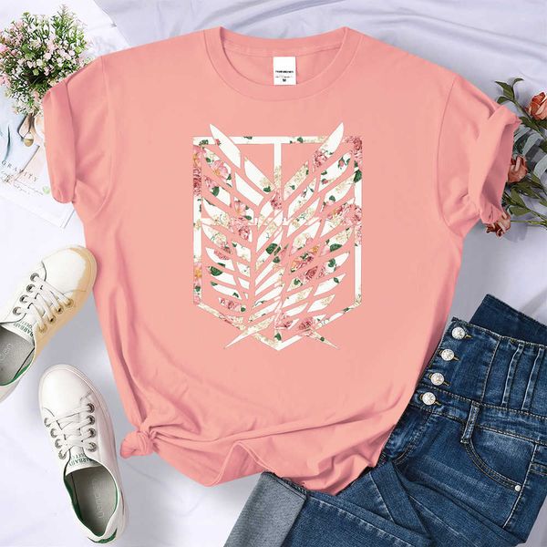 Camisetas con estampado de cómics de Anime Attack on Titan para mujer, camiseta de marca Harajuku, ropa de cuello redondo de verano, camisetas de gran tamaño a la moda X0628