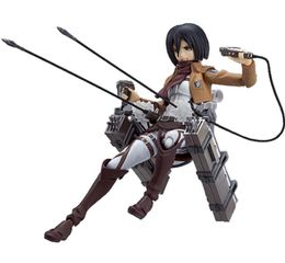 Attaque d'anime contre Titan Figures Eren Jaeger Mikasa Levi Rivaille Ackerman Figma 203 207 213 PVC Action Figure Modèle Toys Doll Gift Q8779486