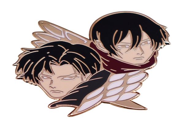 Attaque d'anime contre les épingles en émail dur du Titan Collectez Levi Ackerman Mikasa Ackerman Shingeki no Kyojin Metal Cartoon Brooch Badges7994622