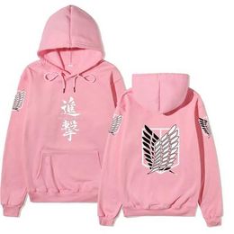 Anime Attack On Titan Hoodies Wings of liberty Pull Sweat à capuche Homme Vêtements à manches longues Femme Casual Tops amples Y0809