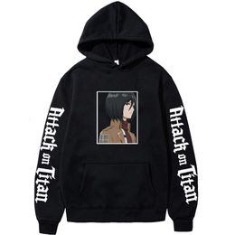 Felpa con cappuccio con stampa Anime Attack on Titan Felpa oversize Haruku Streetwear da uomo/donna Cosplay Pullover casual ampio hip-hop