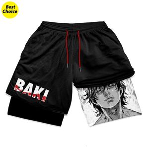 Anime Baki Hanma Gym d'entraînement Shorts pour hommes Athletic Quick Dry 2 in 1 Compression Cosplay Costume 240415