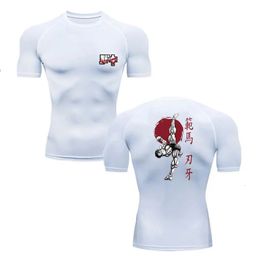 Anime Baki Hanma Running T-shirt Mens Mens Compression Shirt Fitness Fitness Second Skin Sport Dry Sports Sport Shorts 240520