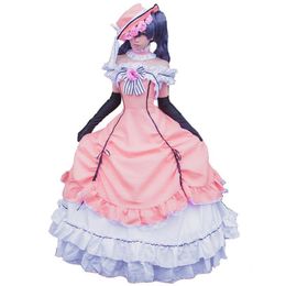 Anime noir majordome Ciel fantôme Cosplay femmes victorien médiéval robe de bal robe Costume224E