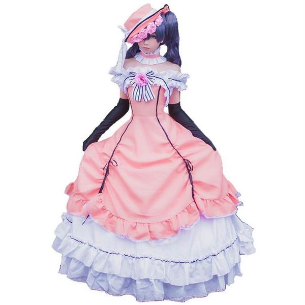 Anime Black Butler Ciel Phantomhive Cosplay mujeres vestido de baile Medieval victoriano Costume312e