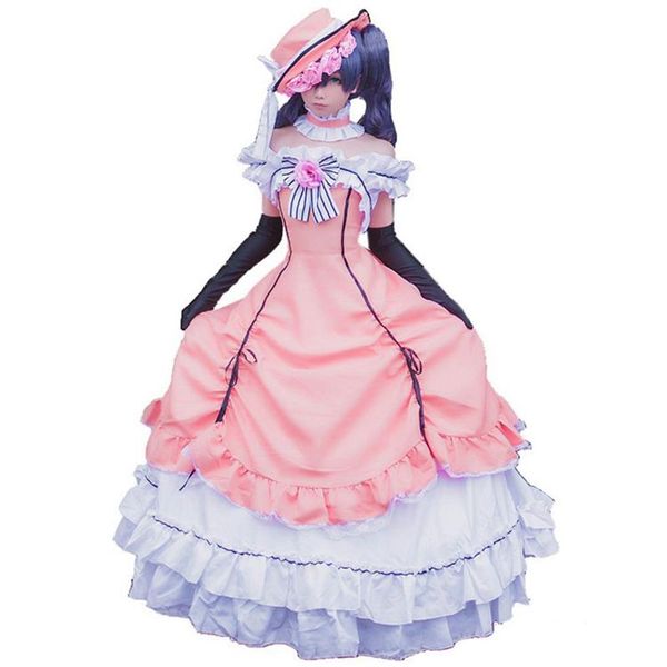 Disfraz de Anime Black Butler Ciel Phantomhive para mujer, vestido de baile Medieval victoriano, disfraz 225j