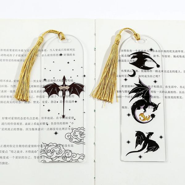 Anime Black Dragon Bookmarks Collection Gift For Book Lovers Acrylique Mark Men Femmes enseignants Ami Kid Marker Reading 240428