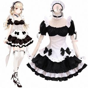 Anime Black Maid Costumes Français Bowknot Maid Jupe Filles Femme Amine Cosplay Costume Waitr Costumes de fête h9z7 #