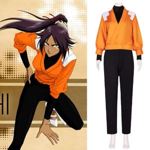 Anime Bleach Cosplay Shihouin Yoruichi Cosplay Kostuum Lange Mouw Jas Broek Outfits Halloween Carnaval Kostuums voor Womencosplay