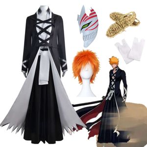 Costume de blanchiment d'anime Kurosaki Ichigo Cosplay perruque de guerre de sang de mille ans tenue de Shinigami noir tenue uniforme Halloween hommes Clo cosplay