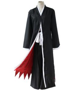 Anime BLEACH Death Kurosaki ichigo Cosplay Costume Shinigami Death Kimono Full Set Black Fitted ( Cloak + Pants + Belt )