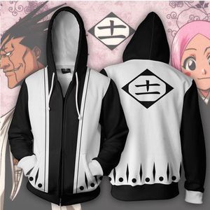 Anime BLEACH Kenpachi Zaraki Sweats à capuche imprimés 3D Sweat-shirts Cosplay Costumes Manteau décontracté à capuche Veste