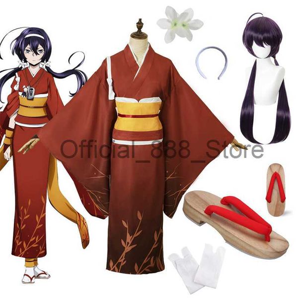 Anime Bungo Stray Dogs Cosplay Disfraz Izumi Kyouka Cosplay Kimono Aro de pelo Halloween Carnaval Fiesta Juego de roles Trajes Peluca Zapatos x0830