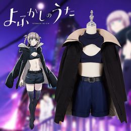 Anime Call of the Night Nanakusa Nazuna Cosplay Costume Black Cloak Veste Veste Shorts Tenue Yofukashi No Uta Women Role Play
