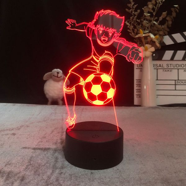 Anime Captain Tsubasa Figure LED Colorful Night Light for Home Room Birthday Holiday Decor Something About Football Gift 3D Lampe