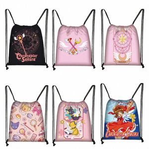 Anime Cardcaptor Sakura Trekkoord Tassen Leuke Meisjes Opslag Schoudertas voor Reizen Tiener Dagrugzak School Rugzak Schoenen Houder d8Mp #