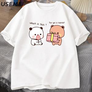 Anime dessin animé femmes hommes t-shirt Panda ours Bubu et Dudu Kawaii graphique imprimé t-shirt Fi col rond chemises de grande taille L-4XL