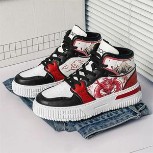 Anime Cartoon High Top Chinese stijl Dragon Paar Trendy schoenen PU Casual veelzijdige sportgrootte3544 Hardkleding 240307