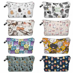 Anime Cat Print Femme Cosmetic Cosmetic Sac 2023 FI Organisateur portable Sacs de maquillage personnalisables Kit de toilette pour femmes de voyage de plage L3WF #