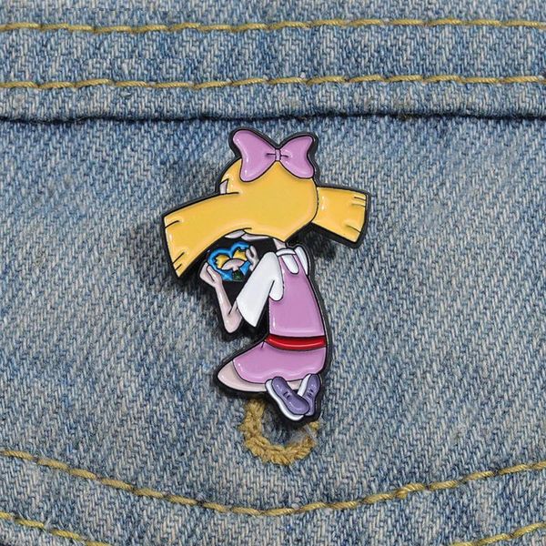 Épingles en émail du personnage d'anime fille à la recherche dans le miroir broches badges badges dessin animé bijourie drôle cadeau pour les amis pour enfants