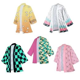 Personnages d'anime kamado tanjirou cosplay costume rose kamade zezeko kimono pour les femmes masculines d'été japonais haori kimono pour plage 240510