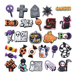 Anime Charms Halloween Trick or Treat Ghost Wholesale Childhood Memories Funny Gift Cartoon Charms Shoe Accessories PVC Decoratie Buckle Soft Rubber Clog Charms